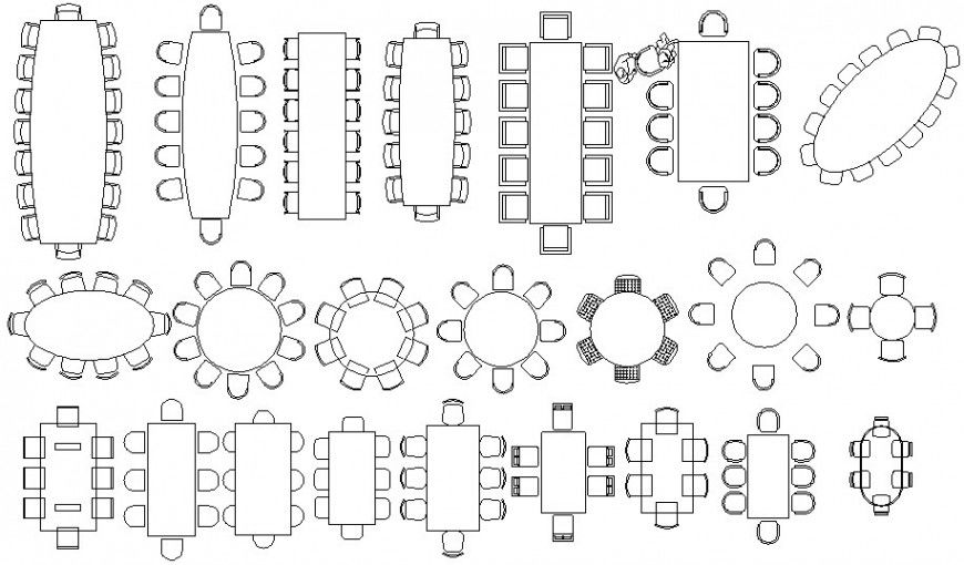 Detail of Dining table and chair 2d drawing units autocad