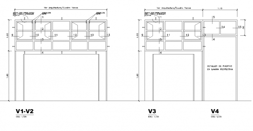 Detail of door and window structure detailing layout autocad file