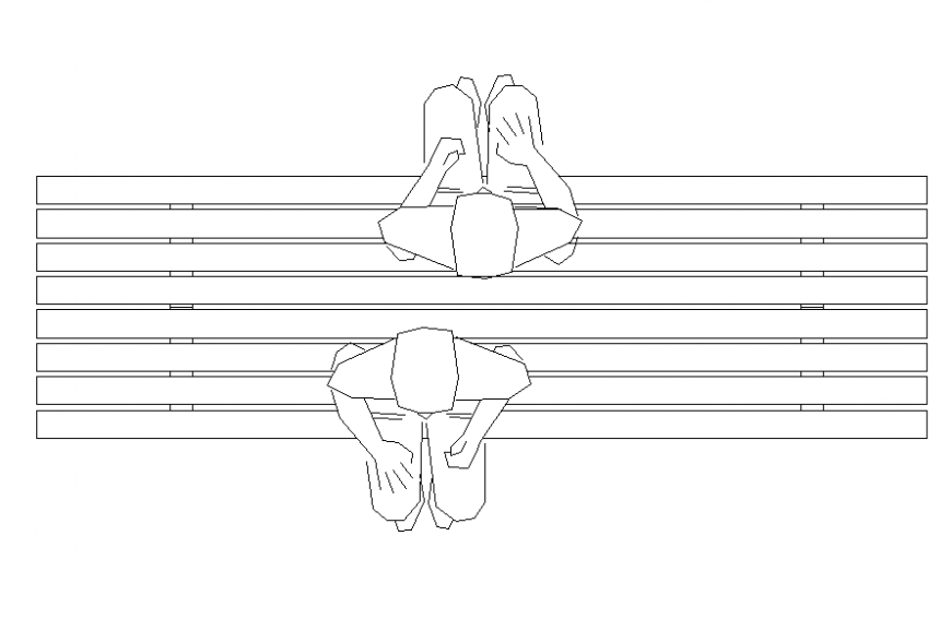 Detail of double side bench plan autocad file