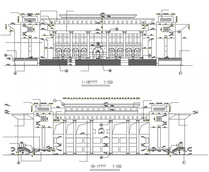 Detail of elevation auditorium plan layout file