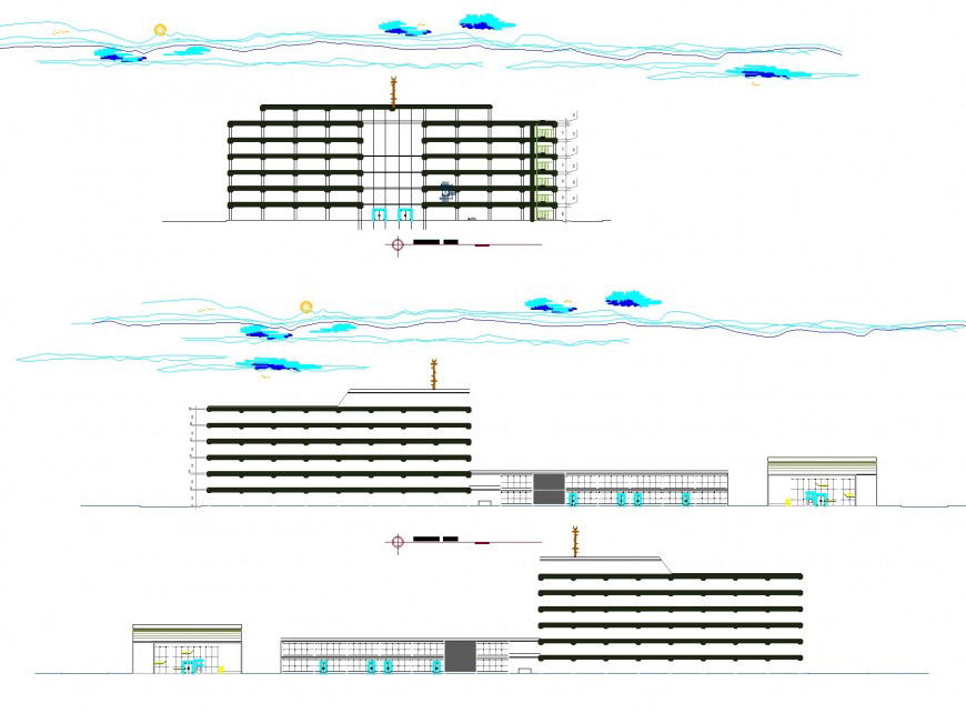 Detail of elevation commercial building plan layout file