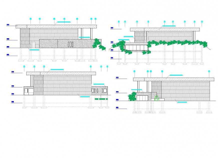 Detail of elevation Geodesic gallery plan autocad file
