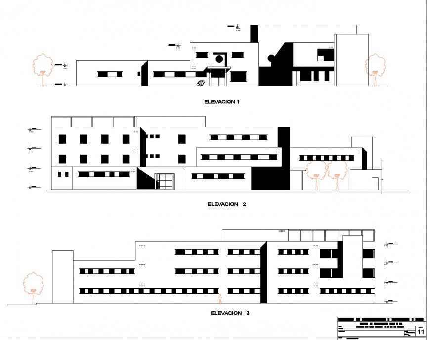 Detail of elevation hospital plan dwg file