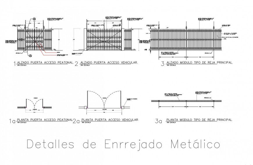 Detail of enters metallic plan and elevation autocad file