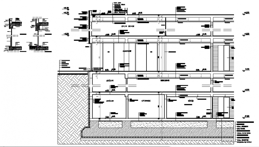 Detail of facade of the section autocad file