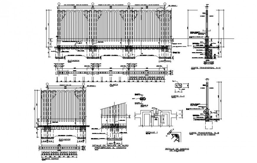 Detail of fencing grill 2d drawing in autocad