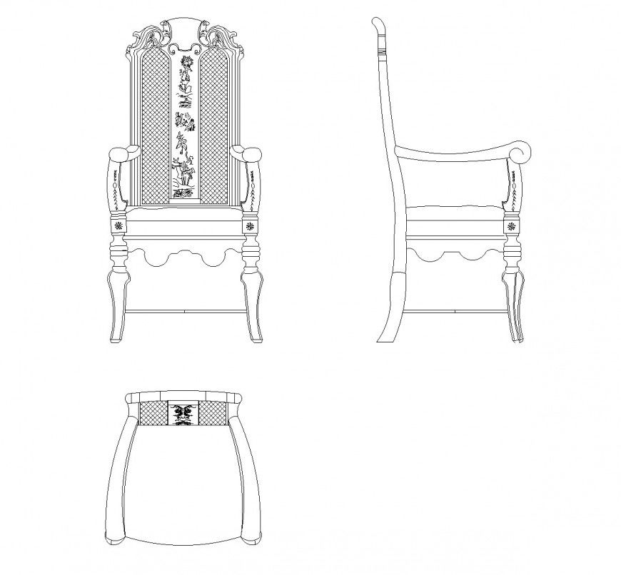 Detail of Flower design chair plan layout file