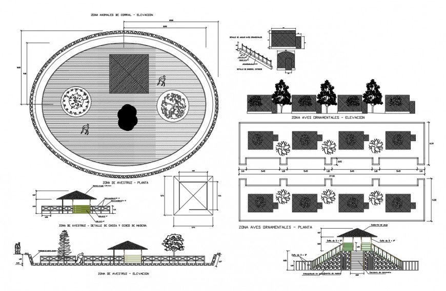 Detail of garden area plan and elevation 2d view autocad file