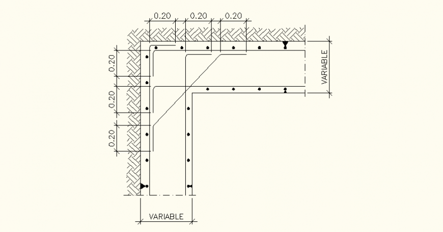 Detail of horizontal reinforcement elevation and plan autocad file
