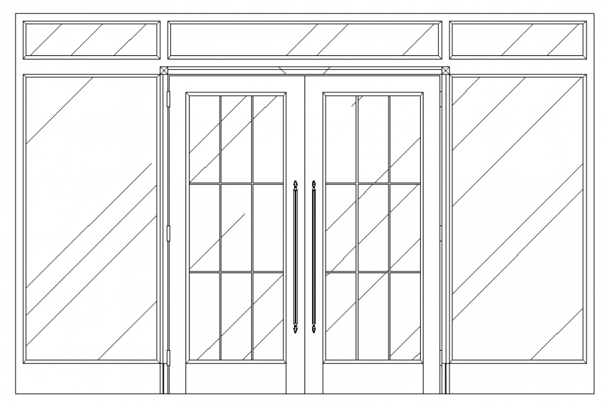Detail of Interior glass doors layout file
