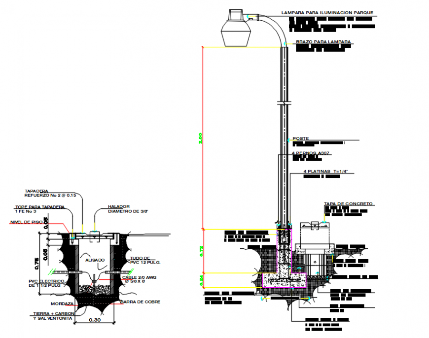 Detail of lamp box installation
