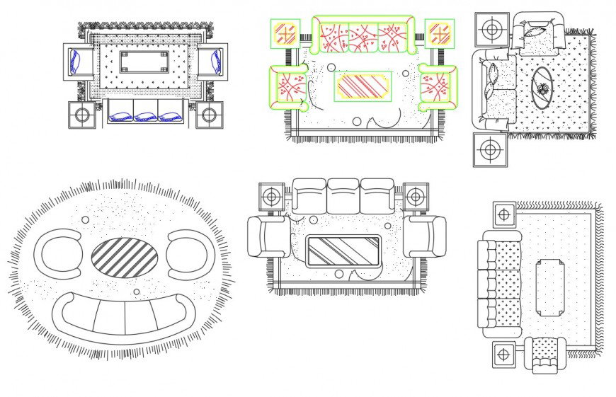 Detail of living room furniture dwg file