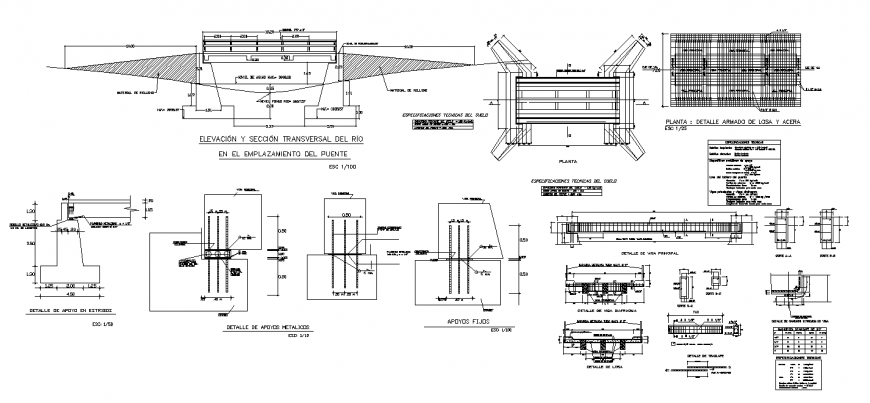 Detail of main beam drawing in dwg file.