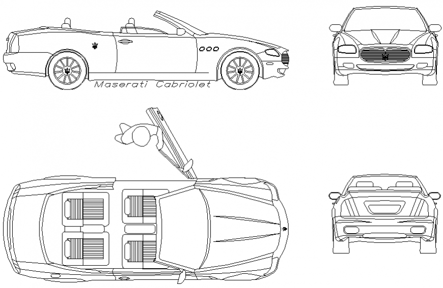 Detail of maserati cabriolet car autocad dwg file