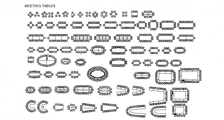 Detail of meeting conference table 2d drawing autocad file