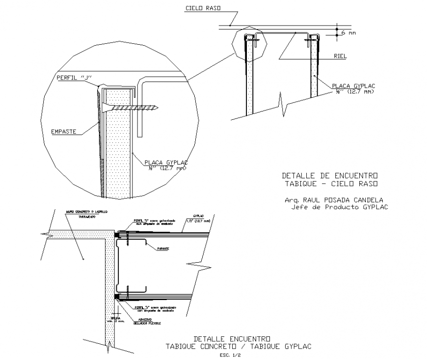 Detail of meeting partition concerto and partition gyplac detail dwg file