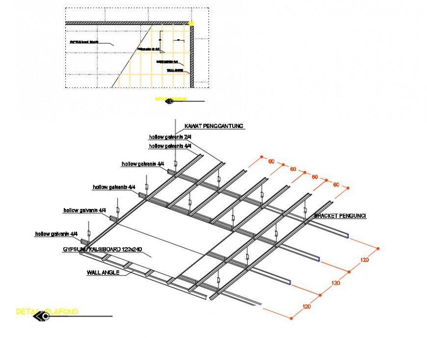Detail of metal grating plan dwg file