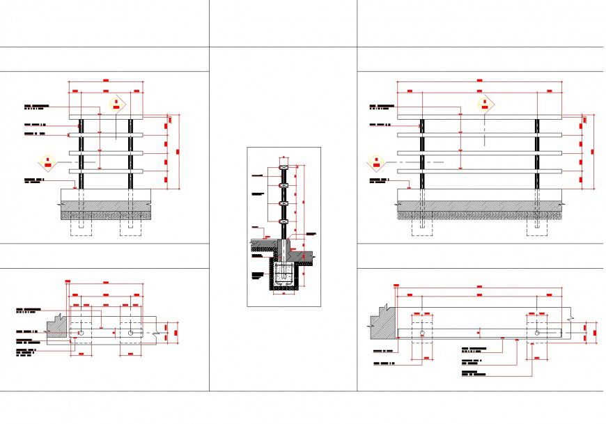 Detail of metal railing plan dwg file