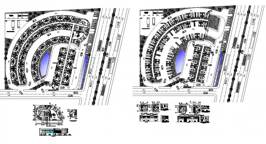 Detail of parking system 2d view CAD structural blocks layout autocad file