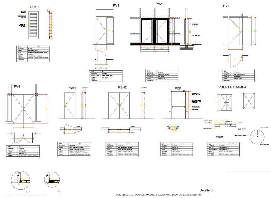 Detail of plan and elevation door dwg file