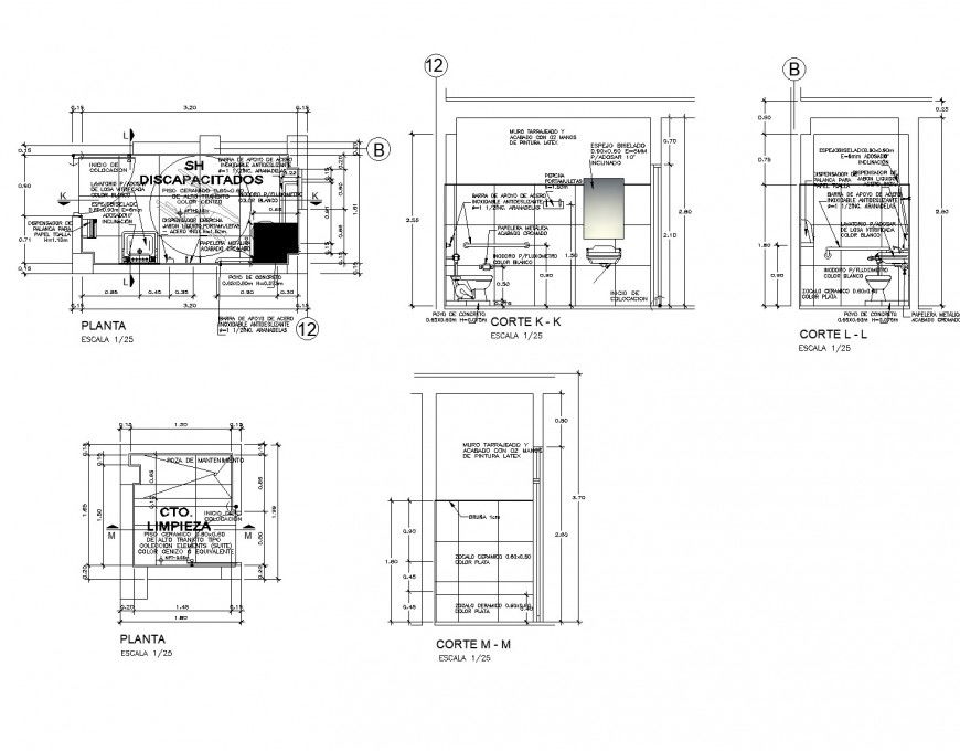 Detail of plan and section toilet autocad file