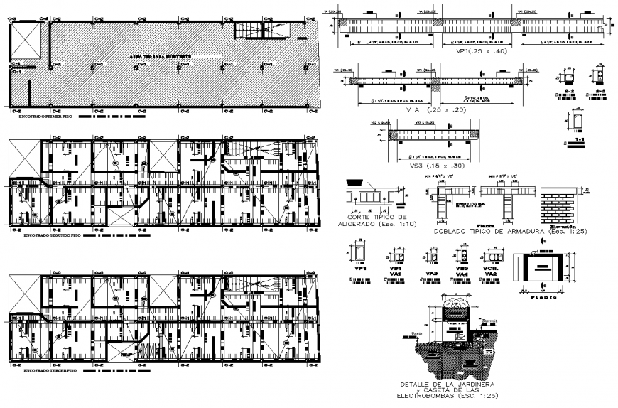 Detail of planter and cabin of the electric pump plan layout file