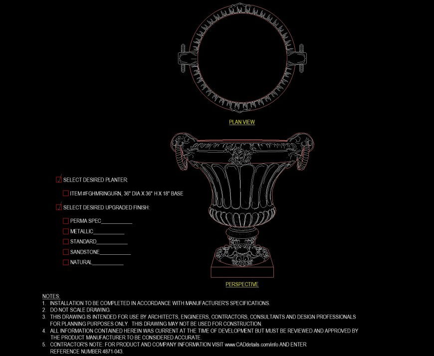 detail of Planter drawing in dwg file.