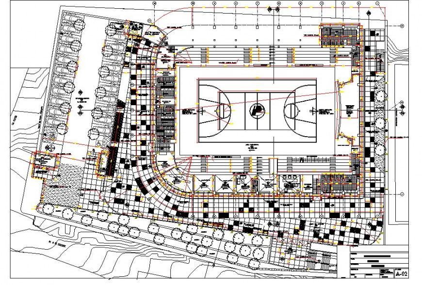 Detail of play ground badminton planning layout file