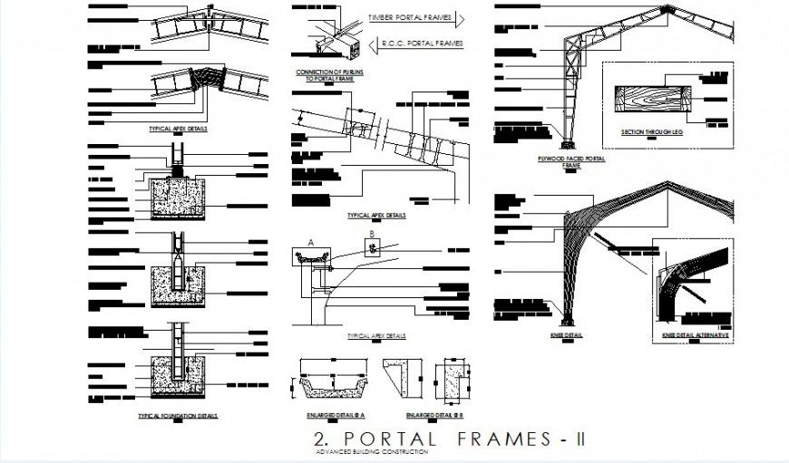 Detail of portal frames elevation and section layout file
