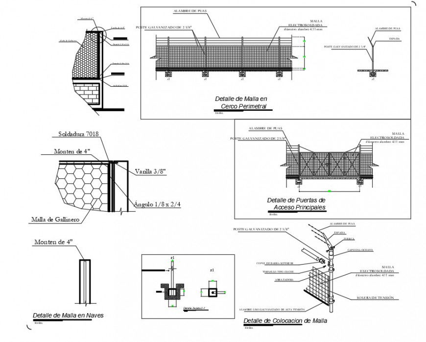 Detail of portico sand slabs lightened autocad file