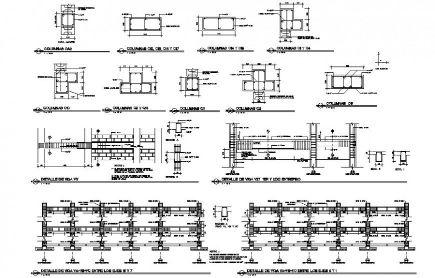 Detail of RCC structural units drawing in dwg format