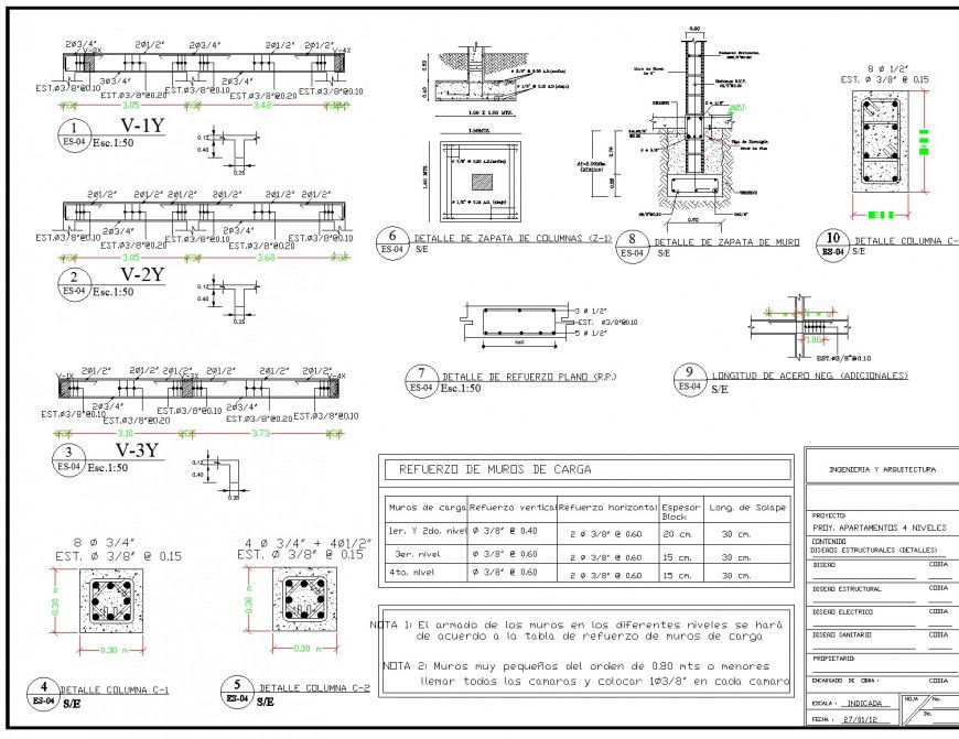 Detail of reinforcement beam and column section dwg file