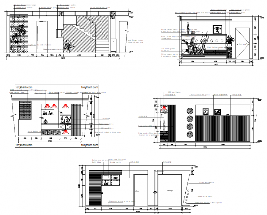 Detail of restaurant bar elevation and section autocad file