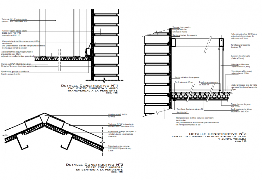 Detail of roof and ceiling section plan detail dwg file