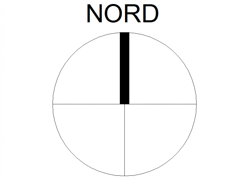 Detail of round shape north direction arrow dwg file