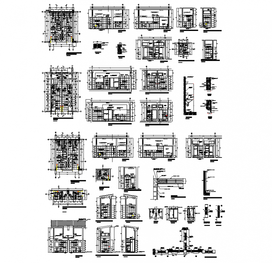 Detail of sanitary toilet blocks 2d view plan and section autocad file