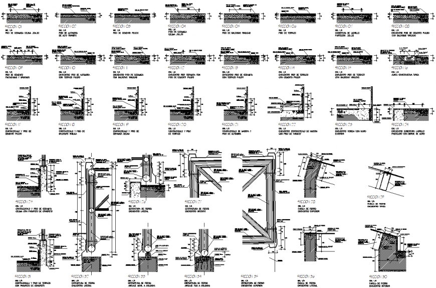 Detail of section floor design dwg file
