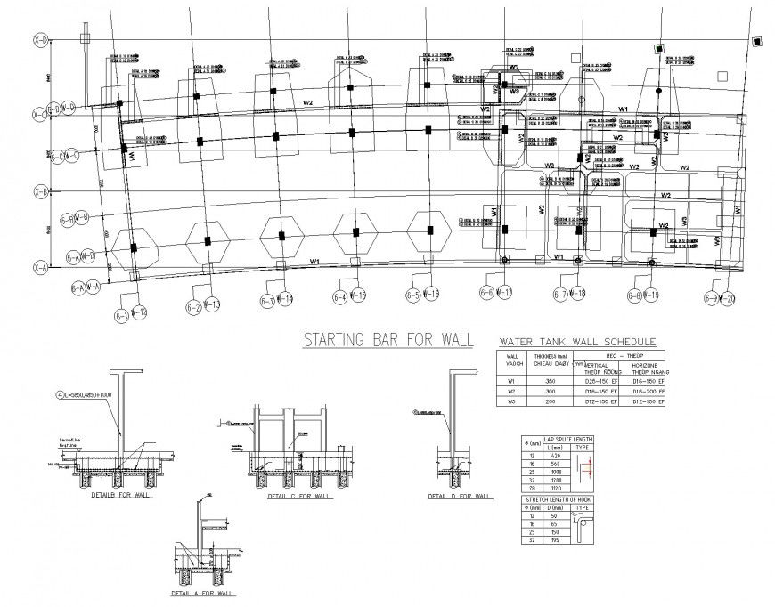 Detail of section wall and foundation plan autocad file