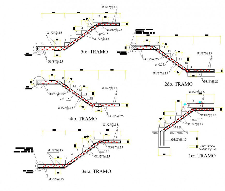 Detail of staircase section plan layout file