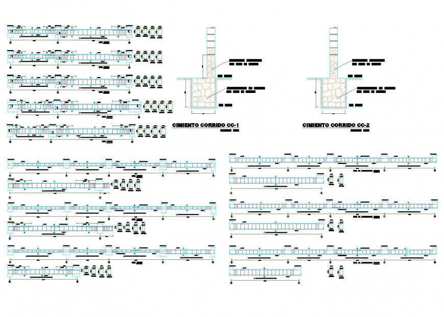 Detail of Structural beam and foundation section plan autocad file