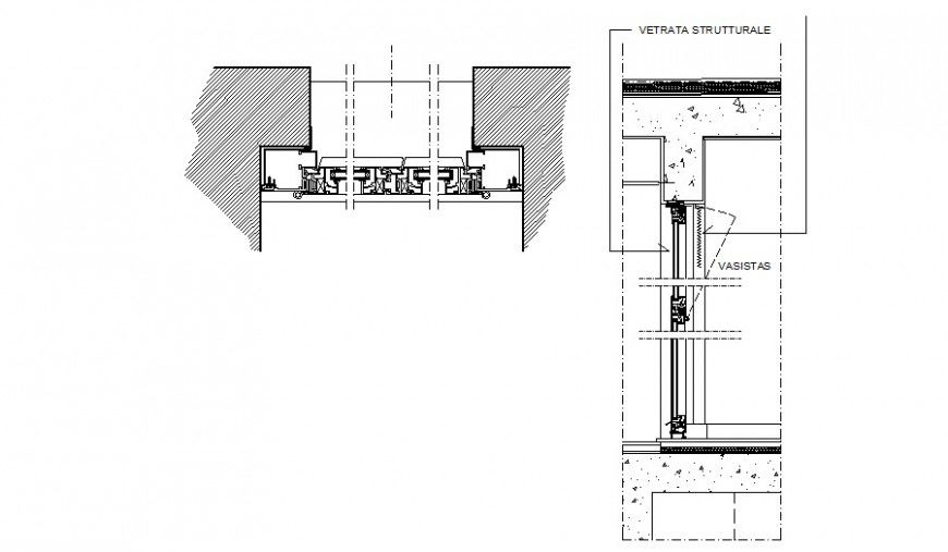 Detail of Structural unit section 2d view in autocad software
