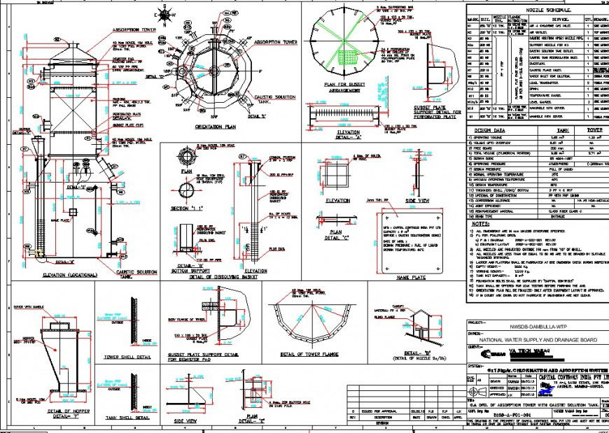 Detail of tank plan and section dwg file