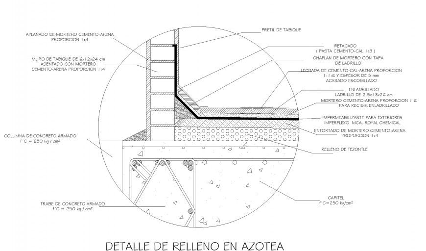 Detail of terrace section plan autocad file