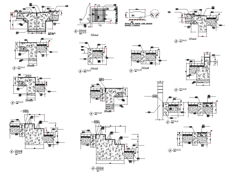 Detail of terraces section plan autocad file