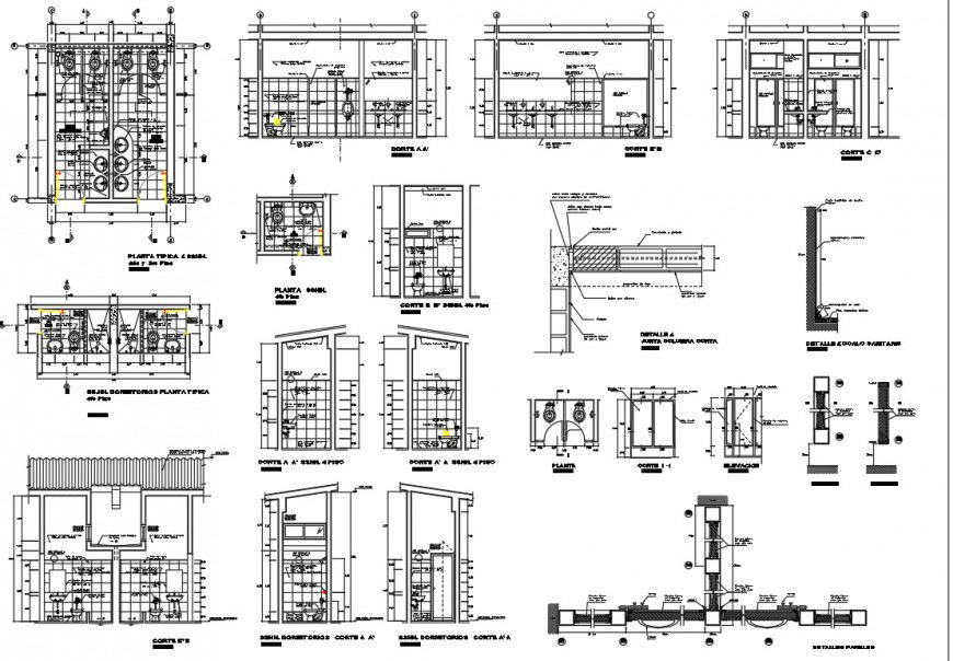 Detail of toilet plan and section layout file