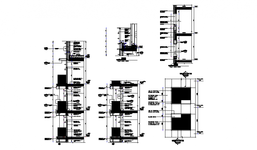 Detail of tower wall section dwg file