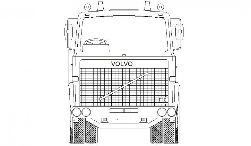Detail of truck 2d view drawing of vehicle blocks in autocad