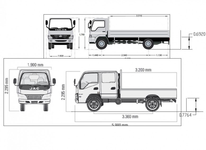 Detail of truck elevation plan autocad file