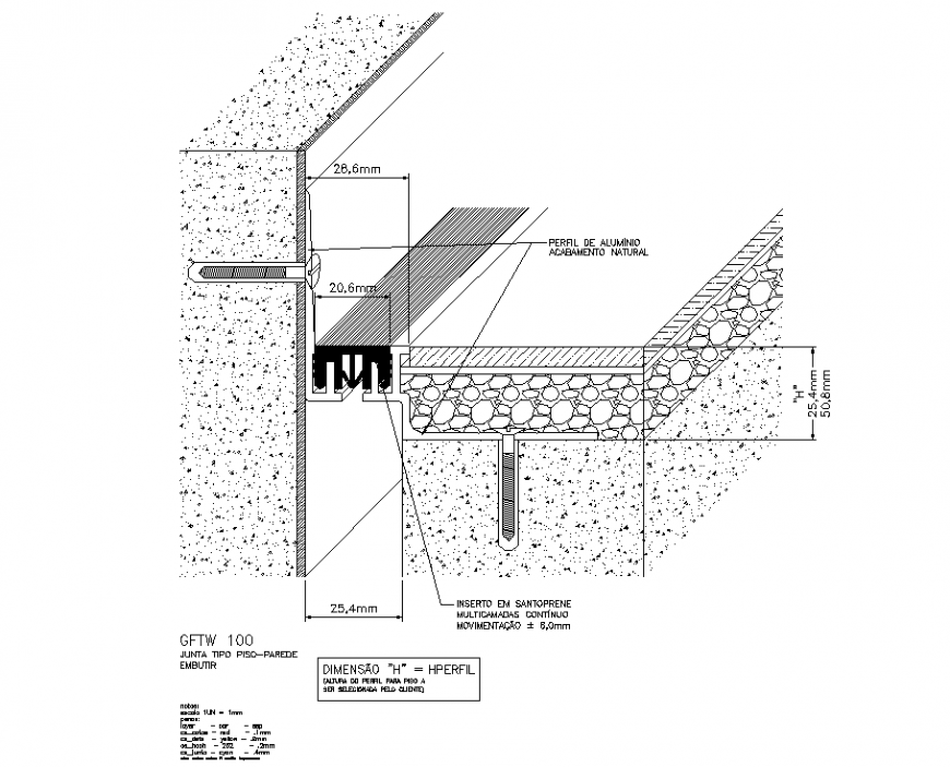 Detail of wall and column joint section autocad file