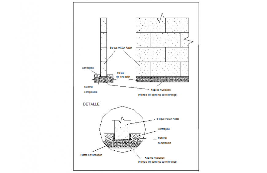 Detail of wall elevation and section layout file